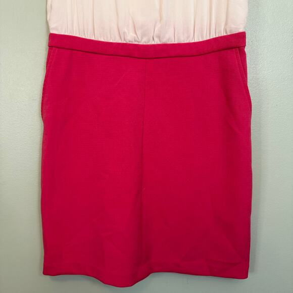Ann Taylor Loft Mini Shift Dress 6 White Pink Two-Tone Keyhole Button Sleeveless - Picture 7 of 9